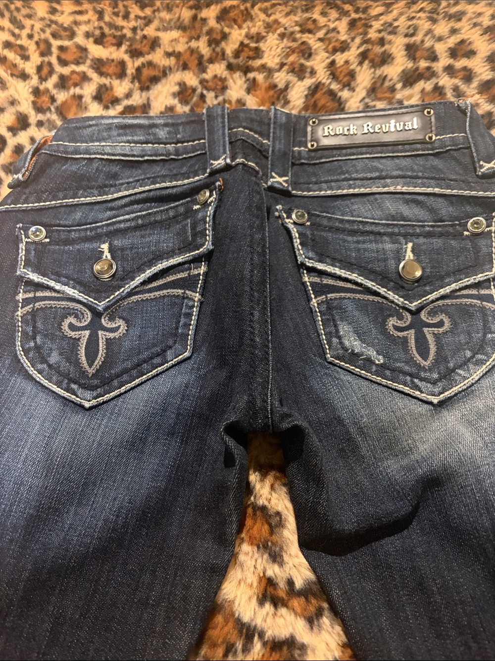 Rock Revival Women's Dark Blue Embroidered Boot Cut Jeans